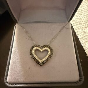 Black and White Heart Pendant Necklace